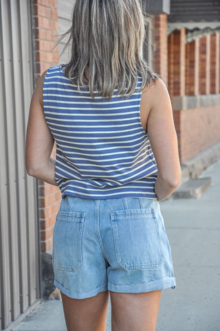 Blue Navy Canaan Striped Top