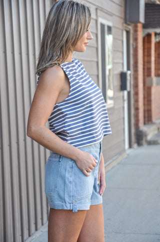 Blue Navy Canaan Striped Top