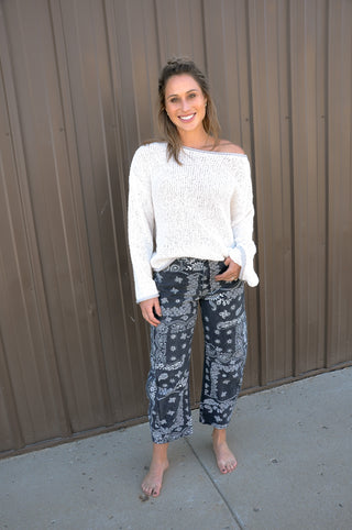 Paisley Printed Denim Pants