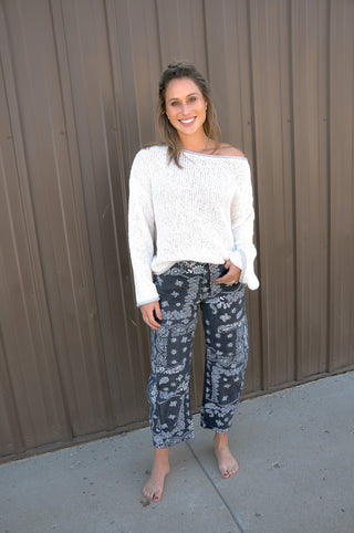 Boat Neck Contrast Trim Sweater