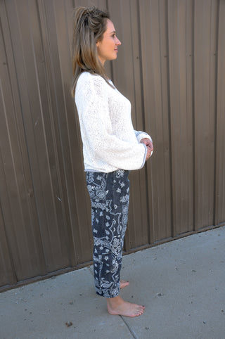 Paisley Printed Denim Pants