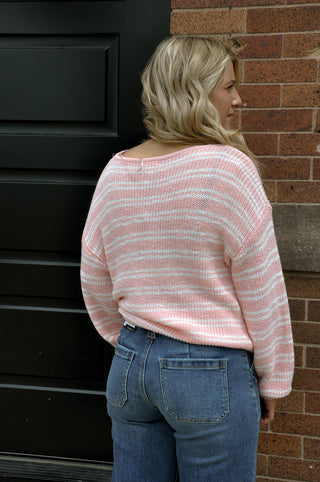 Boat Neck LS Stripe Sweater