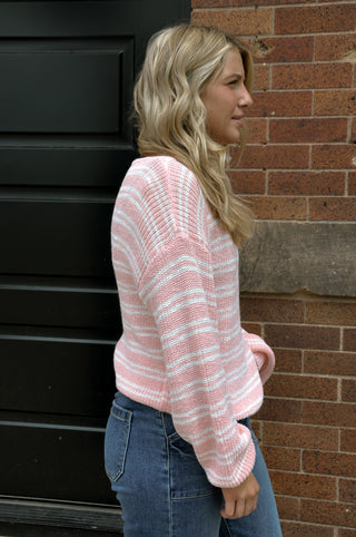 Boat Neck LS Stripe Sweater