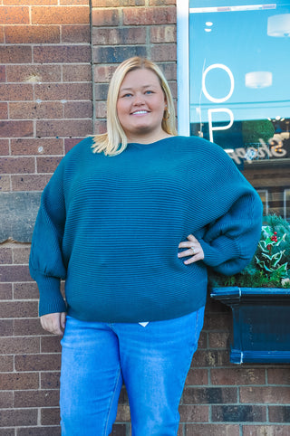 Boatneck Ribbed Dolman Curvy Sweater