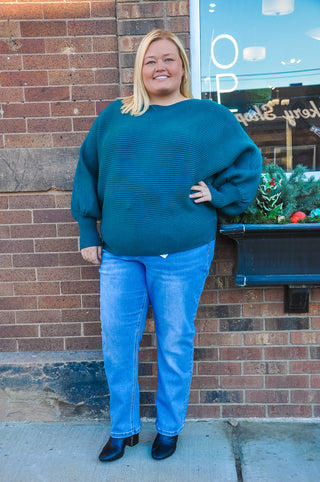 Boatneck Ribbed Dolman Curvy Sweater