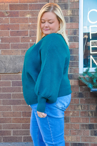 Boatneck Ribbed Dolman Curvy Sweater