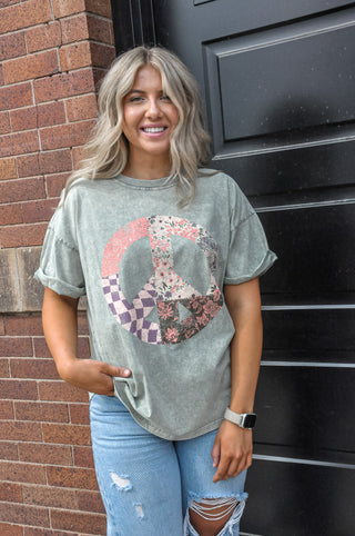 Boho Peace Floral Vintage Graphic Tee