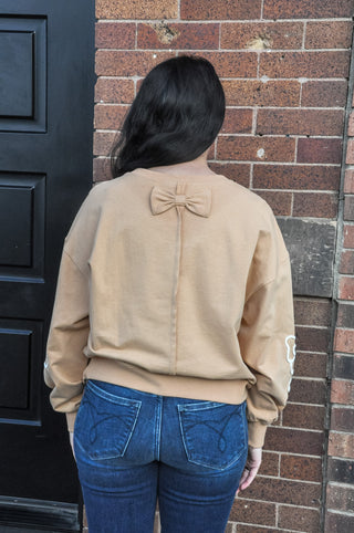 Bow Patch Terry Knit Pullover