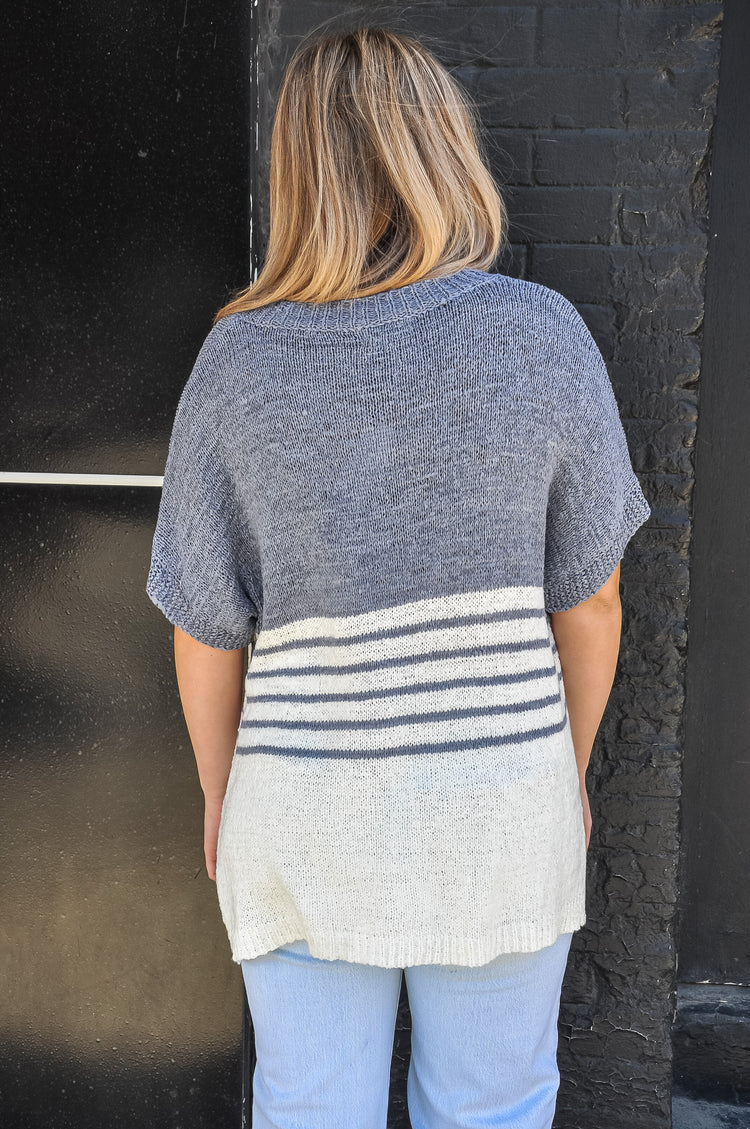 Boxy Fit Stripe Pullover Sweater