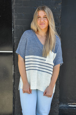 Boxy Fit Stripe Pullover Sweater