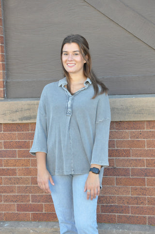 Boxy Washed Thermal Top | JQ Clothing Co.