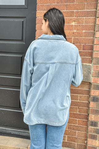 Boyfriend Fit French Terry Denim Jacket