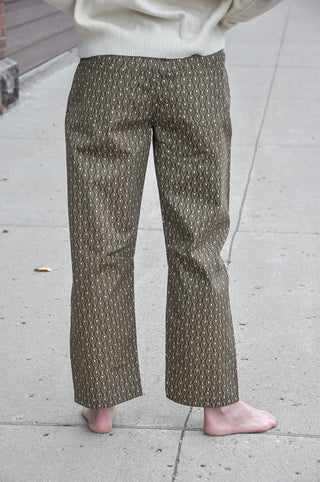 Brown Medallion Print Barrel Pants