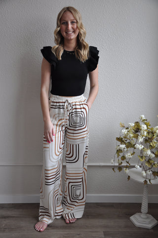 Brown Multi Print Pants