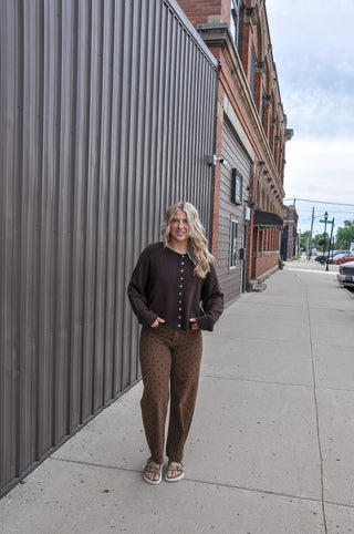 Brown Sugar Min Wash Polka Dot Pants