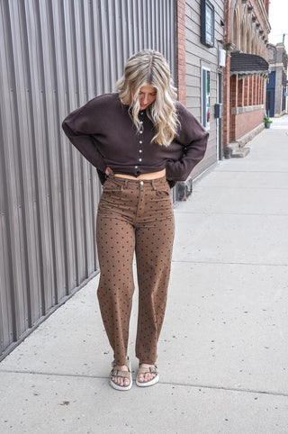 Brown Sugar Min Wash Polka Dot Pants