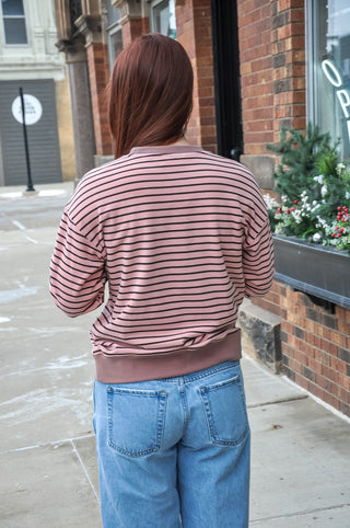 Brushed Stripe Mix Media Sweatshirt | JQ Clothing Co.