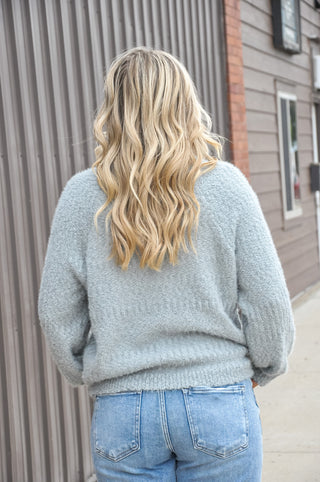 Brushed Textured Knit Crew Sweater