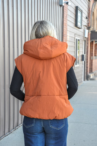 Bubble Hem Hooded Puffer Vest