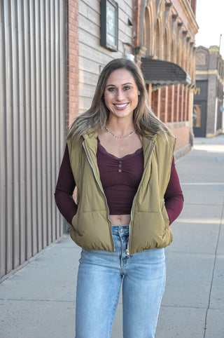 Bubble Hem Hooded Puffer Vest