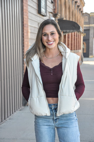 Bubble Hem Hooded Puffer Vest
