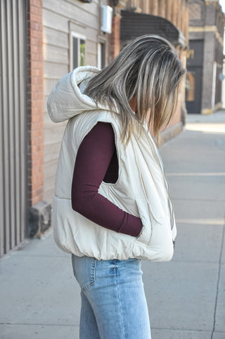 Bubble Hem Hooded Puffer Vest