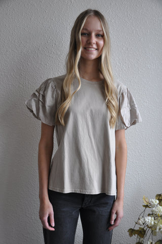 Bubble Sleeve Mineral Washed Top