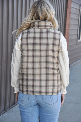 Bundled Up Plaid Quilted Puffer Vest