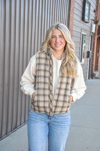 Bundled Up Plaid Quilted Puffer Vest