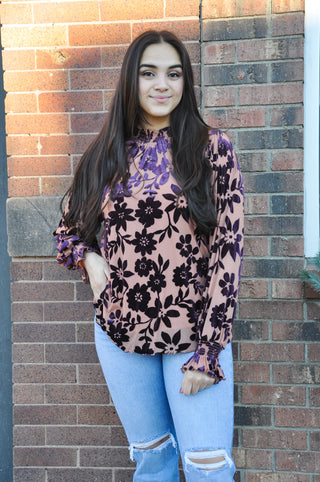 Burnout Mock Neck Blouse