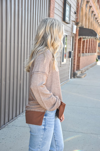 Buttery Soft Coco Raw Hem LS Top