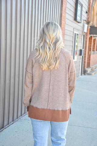 Buttery Soft Coco Raw Hem LS Top