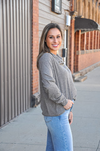 Buttery Soft Striped Knit Mock Neck Sweatshirt