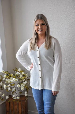 Button Down Basic Ribbed Cardi