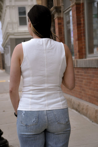 Button Front Sleeveless Denim Vest