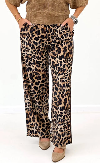 Leopard Print Side Stripe Pants