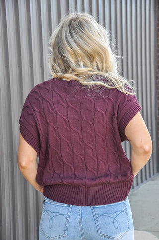 Cable Knit Cap Sleeve Sweater