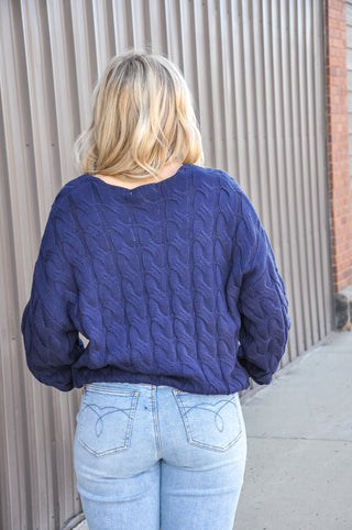 Cable Knit V-Neck Sweater