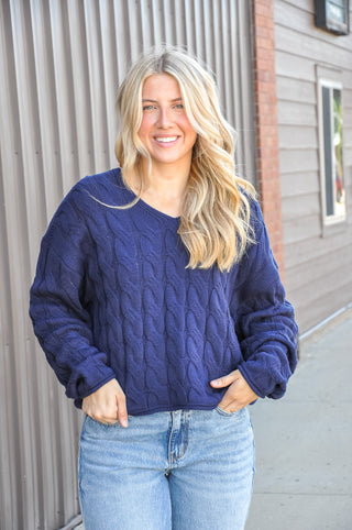 Cable Knit V-Neck Sweater