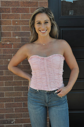 Calisa Poplin Strapless Bustier Top