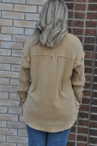 Camel Washed Thermal Shacket