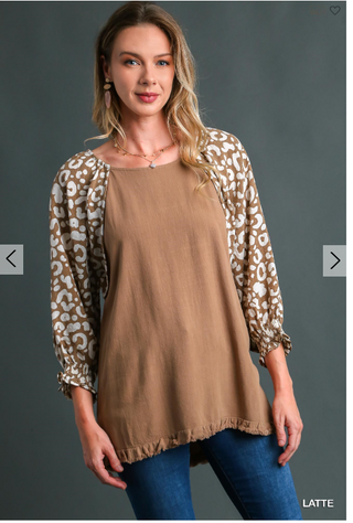 Linen Blend Animal Print Top | JQ Clothing Co.