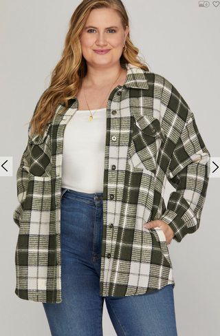 Curvy Peggy Plaid Button Shacket | JQ Clothing Co.