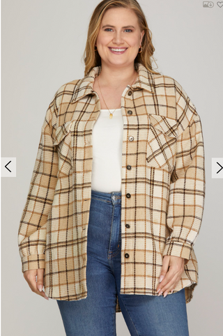 Curvy Peggy Plaid Button Shacket | JQ Clothing Co.