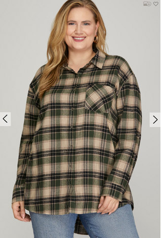 Curvy Willa Woven Plaid Shirt | JQ Clothing Co.