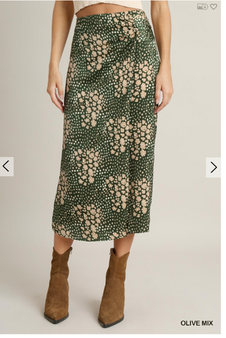 Satin Animal Print Slit Midi Skirt | JQ Clothing Co.