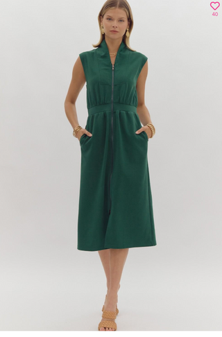 Dapper H Green Sleeveless Midi Dress | JQ Clothing Co.