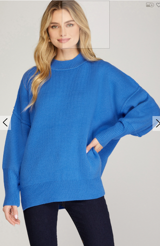 Diva Blue Drop Shoulder Sweater | JQ Clothing Co.