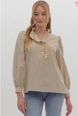 Slimming Stripe LS Blouse | JQ Clothing Co.