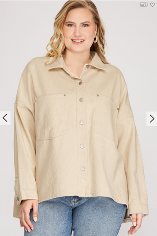 Curvy Tweetie Twill Shirt Jacket | JQ Clothing Co.